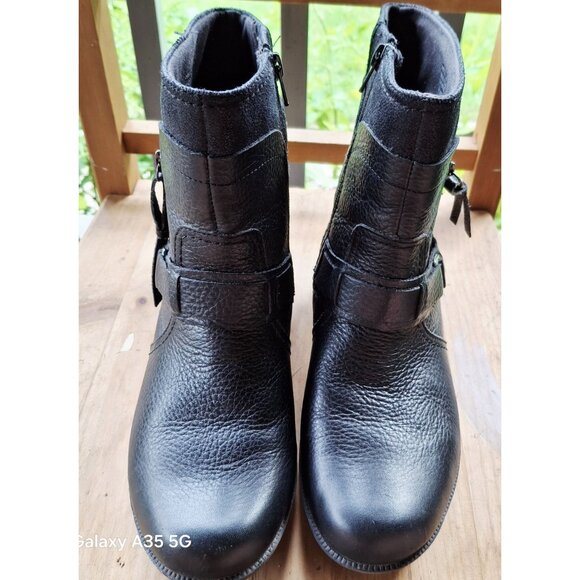 Clarks Womens Black Leather/Textile Zipper Ankle Boots Size 9.5M Comfort Winter - Picture 7 of 7